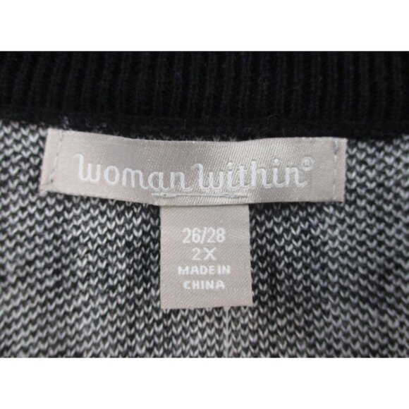 Woman Within Black & White Plaid Open Front Cardigan Size 26/28 2X - Picture 2 of 6